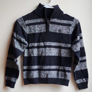 CHAPS Black/Gray Striped Zip-Up Sweater Size 6/7
